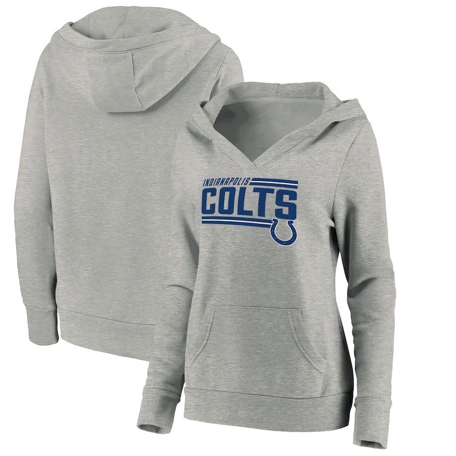Women Indianapolis Colts Fanatics Branded Heathered Gray On Side Stripe V-Neck Pullover Hoodie